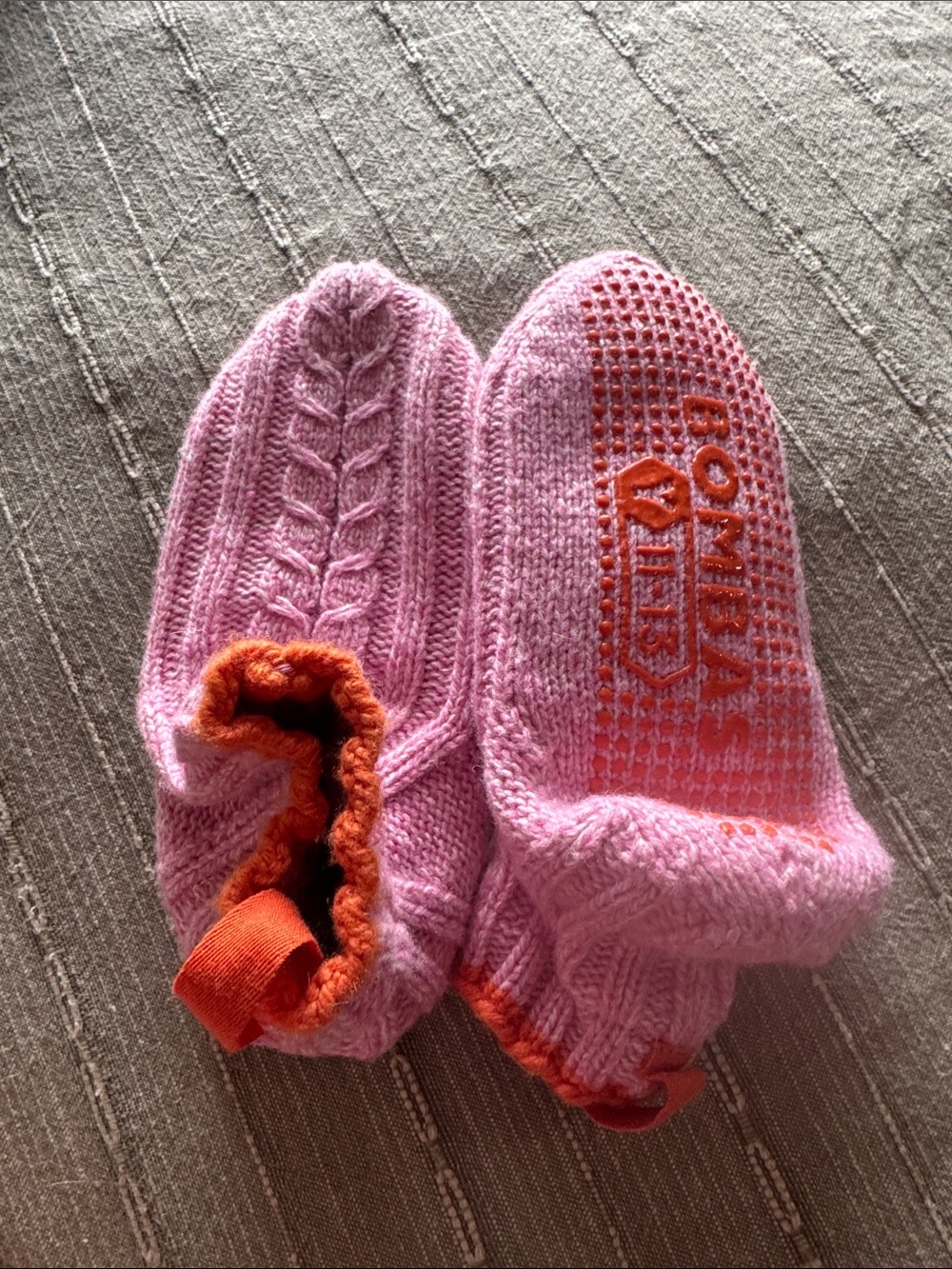 Bombas Pink and Orange Kids Slipper Socks